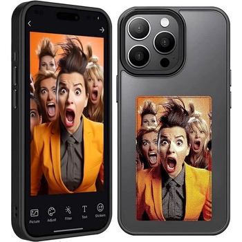 Techsuit SmartScreen NFC Hybrid Case - иновативен хибриден удароустойчив кейс с вграден дисплей за iPhone 15 Pro Max (черен)