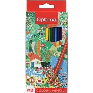 Optima цветни моливи триъгълни тънки 12 броя 100081 (100081)