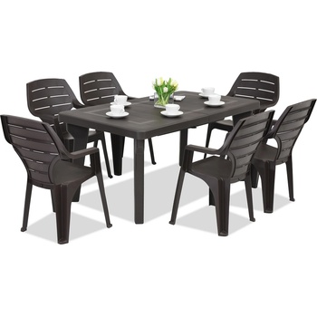 BICA Градинска мебел Bergen/Marne за 6 души Бика кафява (BC437BR + 6xBC27BR)