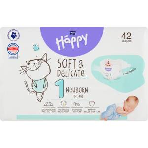 Bella HAPPY S&D размер 1 Новородени 2-5 кг 42 бр