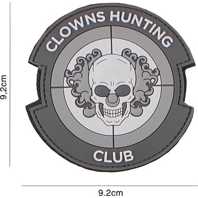 Gumová nášivka 101 Inc nápis Clown Hunting Club - sivá
