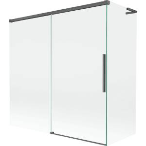 Mexen Rox L двукрилен раздвижен параван за вана 160 + 70 x 150 cm, прозрачен, четка (8C9L-160-070-66-00)