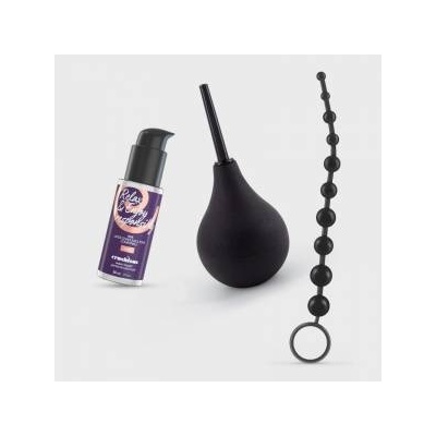 Boss of Toys Crushious anal thrill anal douche 90ml with anal lubricant 50ml and 10 bead anal chain