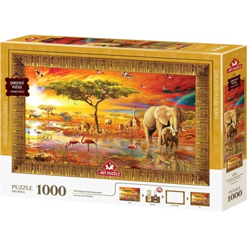 Art Puzzle Комплект пъзел, рамка и лепило Art Puzzle от 1000 части - Кралете на савана (5695)