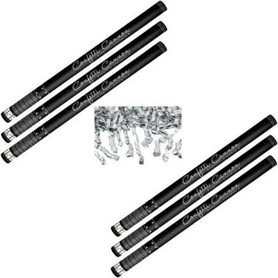 Konfety 40 cm STRIEBORNÉ STUŽKY HOBLINKY- METALICKÉ Silvester