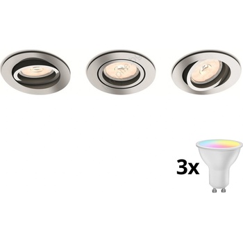 Philips 50393/11/PN-komplekt 3x LED RGBW димируеми вградени таванни осветителни тела 1xGU10/4, 8W/230V хром+дистанционно управление (LEDP1936)