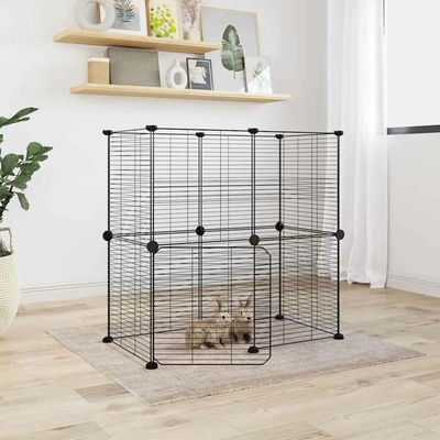 vidaXL 12panelová ohrádka pro zvířata s dvířky černá 35 x 35 cm ocel 9799.3114036