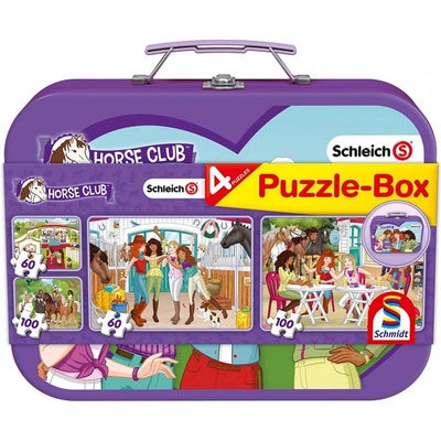 SCHMIDT Schleich Horse Club 4v1 v plechovém kufříku 60,60,100,100 dielov