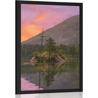Plakát západ slunce nad horskou krajinou - 20x30 white