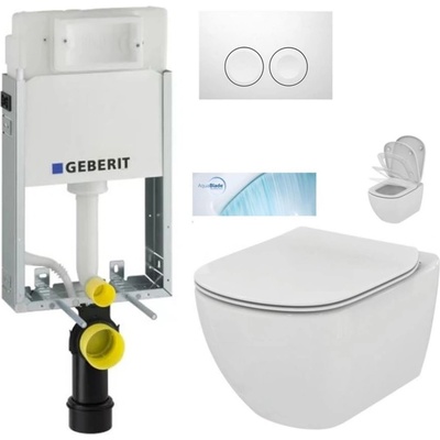 Geberit KOMBIFIX Basic tlačítko DELTA 21 Bílé WC TESI + sedátko 110.100.00.1 21BI TE1
