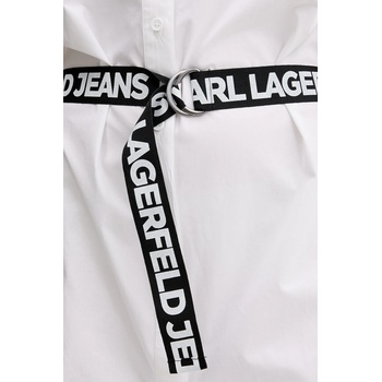 Karl Lagerfeld Jeans Памучна рокля Karl Lagerfeld Jeans в бяло къса със стандартна кройка A3W13030 (A3W13030)