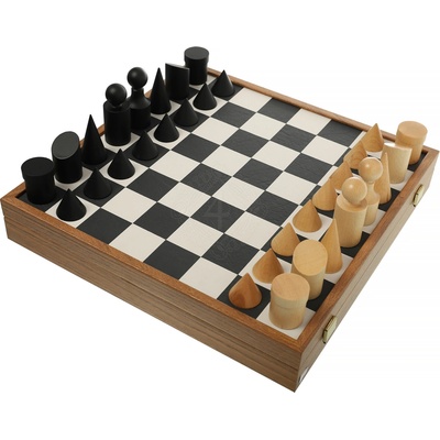 Manopoulos Šachy Bauhaus, černá & přírodní 40x40cm, král 8,5cm