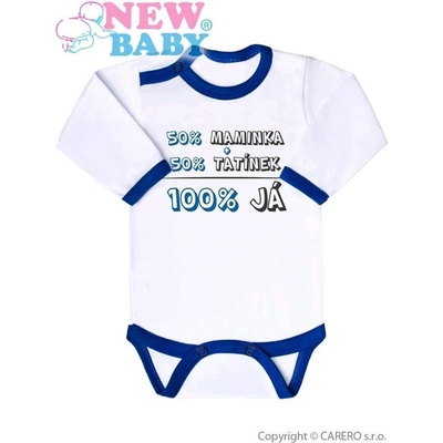 NEW BABY Body s potiskem New Baby 50% MAMINKA + 50% TATÍNEK - 100% JÁ modré