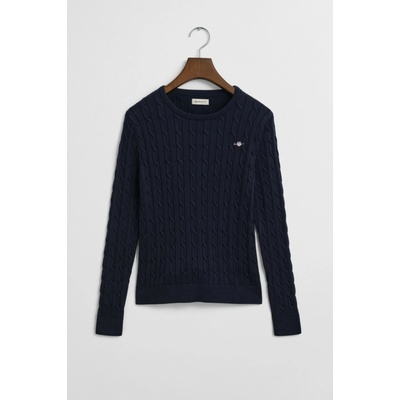 Gant Stretch Cotton Cable C-neck Evening Blue – Zboží Mobilmania