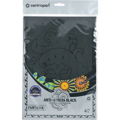 Centropen Antistress omalovánky Fantasia black 4 ks