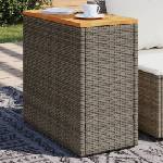 vidaXL Градинска маса с дървен плот сива 58x27, 5x55 см полиратан (366134)