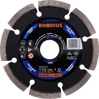 Rhodius 304091 DG70 diamantový řezný kotouč Průměr 115 mm Ø otvoru 22.23 mm beton 1 ks
