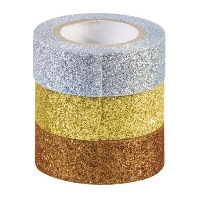 Lepicí páska dekorační glitter - zlatá, meděná, stříbrná – Hledejceny.cz
