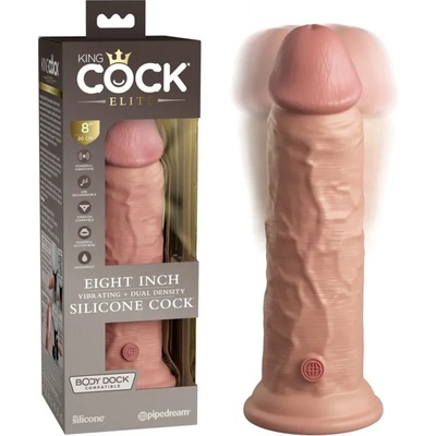 Пенис вибратор от силикон, двойна плътност, 22см. - King Cock Elite Light (PIPE577821)