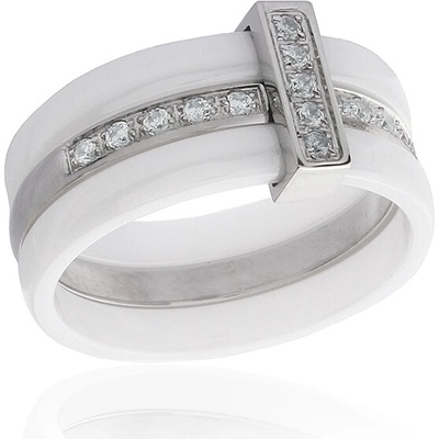BM Jewellery Dámský keramický prsten se zirkony BLACK&WHITE S629100