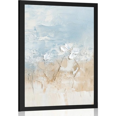 Plakát imitace olejomalby pláže a oblohy - 20x30 black