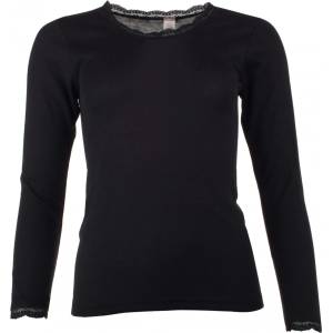Engel Дамско копринено термобельо Engel Women's Shirt L/S with Lace Merino base layer - Black - размер 46/48 (EU) (114-0990-0114)