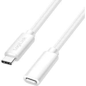 LogiLink Кабел Logilink USB 2.0 Type-C, C/M-USB-C/F, PD, бял, 1 м
