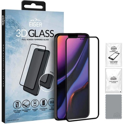 Eiger 3D Glass Full Screen Tempered Glass Screen Protector - калено стъклено защитно покритие с извити ръбове за целия дисплей на iPhone 11 Pro, iPhone XS, iPhone X (черен-прозрачен)