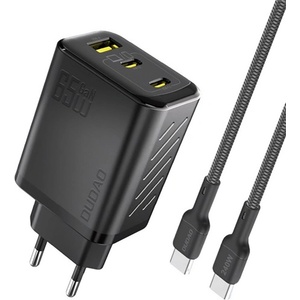 Dudao A29C мрежово зарядно устройство с USB+2 Type-C изхода, 65 W, PD бързо зареждане + кабел Type-C, ЧЕРНО GP-190704 (GP-190704)