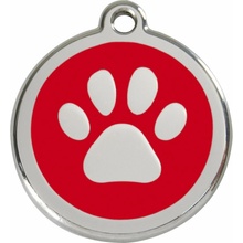 Red Dingo známka Paw Print Red Tlapka červená M 30 mm