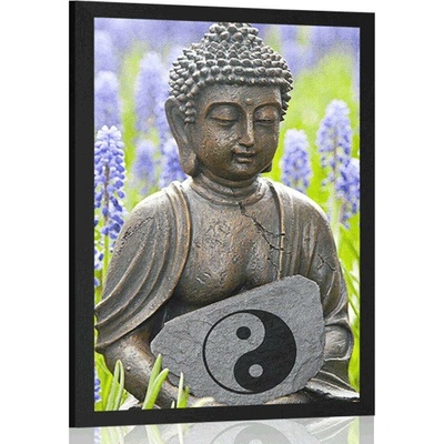 Plakát jin a jang Buddha - 20x30 white