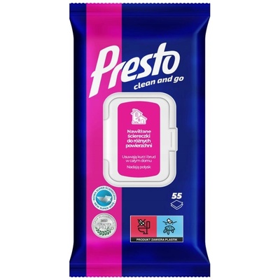 PRESTO čistiace utierky na rôzne povrchy 55 ks