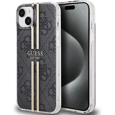 GUESS Кейс Guess IML 4G Gold Stripe за iPhone 15 Plus / 14 Plus, черен (GUE003512-0)