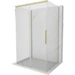 Mexen Rox-3S тристенна плъзгаща се душ кабина 100 x 75 cm, прозрачна, златиста с четкан ефект - 8C2-100-075-55-00-3S (8C2-100-075-55-00-3S)