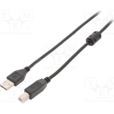 Gembird CCFB-USB2-AMBM-3m, USB 2.0, USB A vidlice, USB B, vidlice, niklovaný, 3m, černý