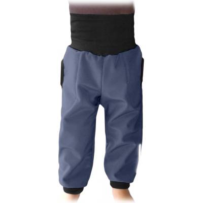 dětské softshellové kalhoty s náplety a regulací pasu antracit