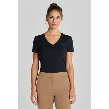 Gant REG SHIELD SS V NECK T SHIRT čierna