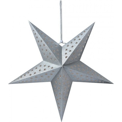 Clayre & Eef Stříbrná závěsná vánoční papírová hvězda L - 60*12*60 cm