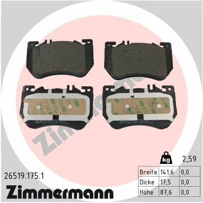 ZIMMERMANN Sada brzdových platničiek kotúčovej brzdy 26519.175.1