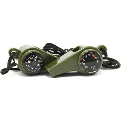 WARAGOD Многофункционална аварийна свирка 3 в 1 Whisp, армейско зелено (WAR007604)