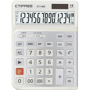 CTIFREE CT-140E бял ергономичен калкулатор, 145x198mm, 14 цифри, двойно захранване, 2 години гаранция (CT-140E) Калкулатори