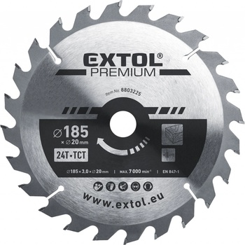 EXTOL PREMIUM Kotouč pilový s SK plátky, O 185x3,0x20mm, 24T (8803225)