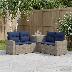vidaXL Комплект дивани 5 бр. Сив и тъмен син 182, 5 x 182, 5 x 85 см (3447861)