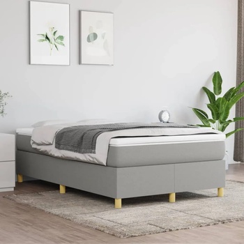 vidaXL Боксспринг легло с матрак, светлосиво, 120x200 см, плат (3144506)
