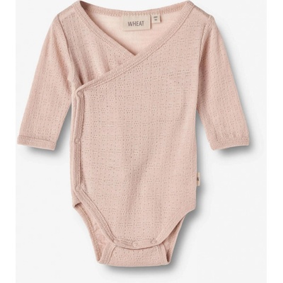 Zavinovacie body s dlhým rukávom z merino vlny a hodvábu Pale lilac Wheat