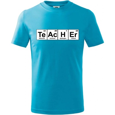 Periodická tabulka Teacher tričko detské svetlý tyrkys