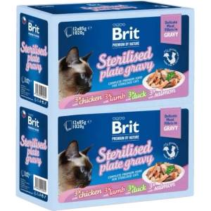 Brit Капсули BRIT Premium Cat Delicate Fillets in Gravy Family Plate Sterilised 24 x 85 г