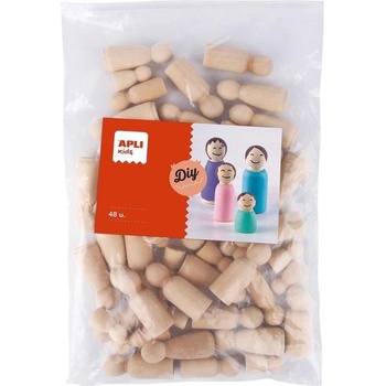 APLI Комплект дървени куклички Apli - 4 размера, 48 броя (19585)