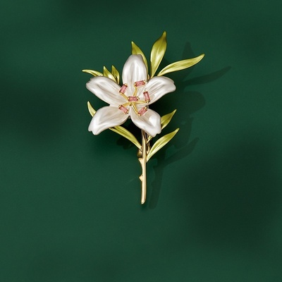 Éternelle květinová brož se zirkony Andrea B2285-XR06649F zlatá