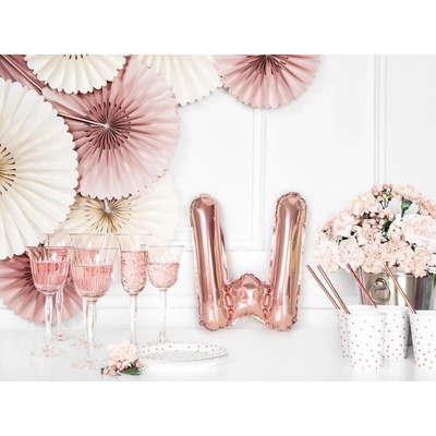 Party Deco FB2M-W-019R Fóliový balón ružovo-zlatý písmeno 35 cm W